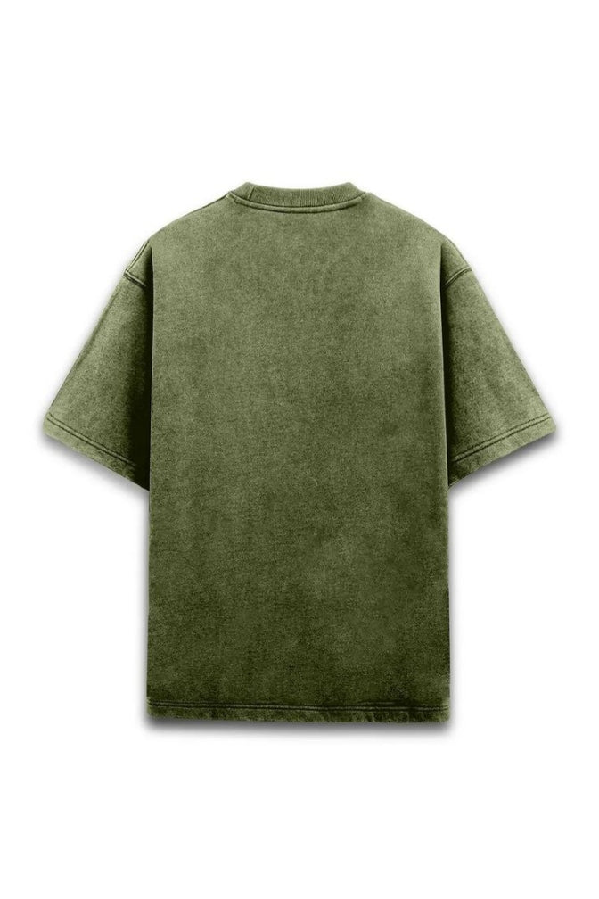Men's Olive Green Acidwash Oversized T-shirt