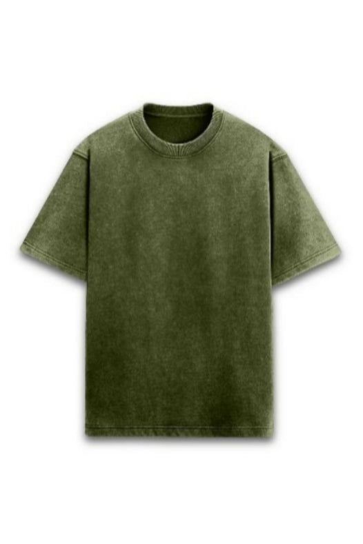 Men's Olive Green Acidwash Oversized T-shirt