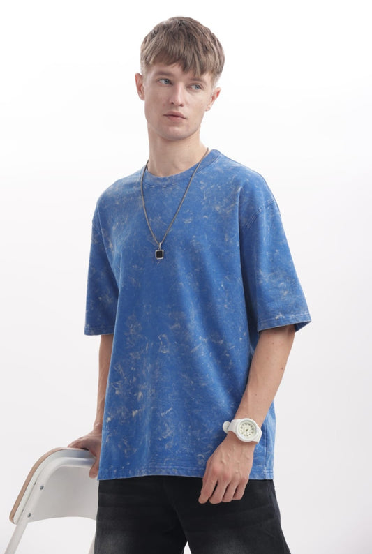 Men's Blue Acidwash Oversized T-shirt