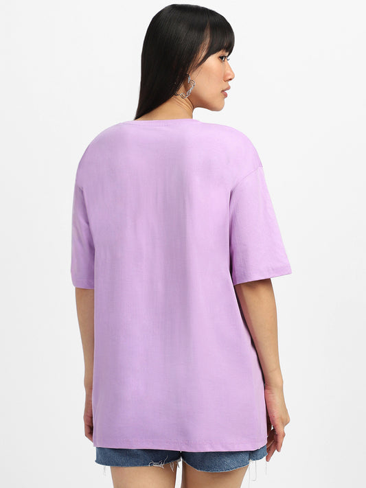 Women's Lilac Plain Oversized T-shirt
