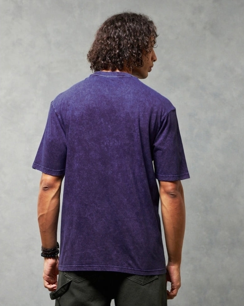 Men's Purple Acidwash Oversized T-shirt