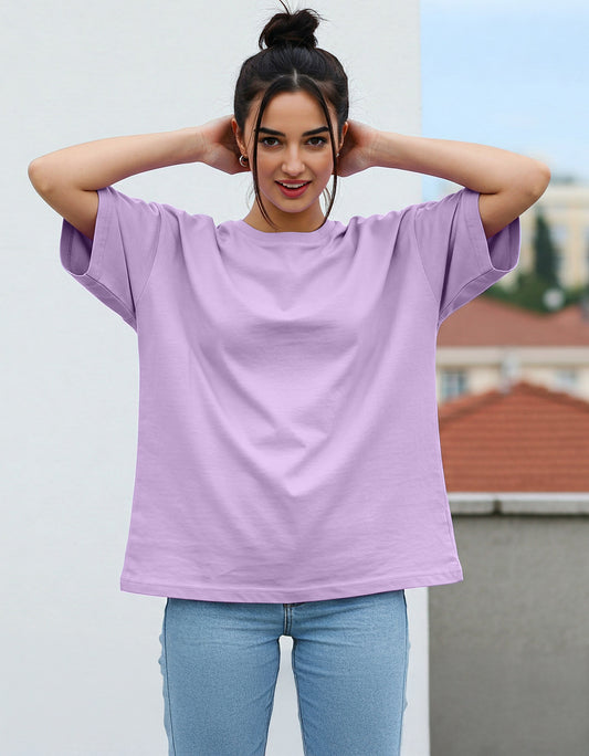 Women's Lilac Plain Oversized T-shirt